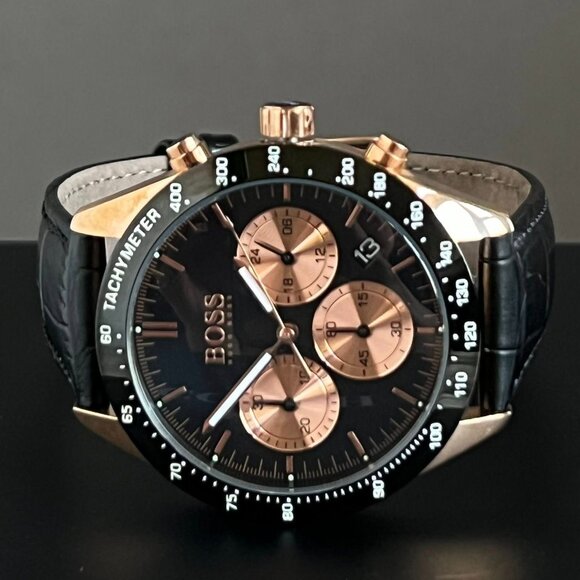 Hugo Boss Men’s Talent Black Leather Chronograph Watch (HB1513580) NEW - Picture 10 of 12